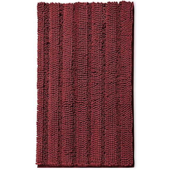 Clara Clark Chenille Super Absorbent Bath Mat - Extra Soft - Shower and Bath Room - Machine wash dry - Size Extra Large 44 x 26 - Red