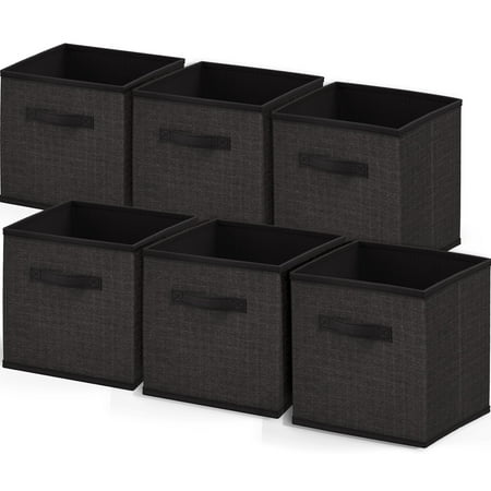 Clara Clark Polyester Storage Chests & Boxes, 10.00 x 10.00 x 11.00 Inches, Black, 6 Pack