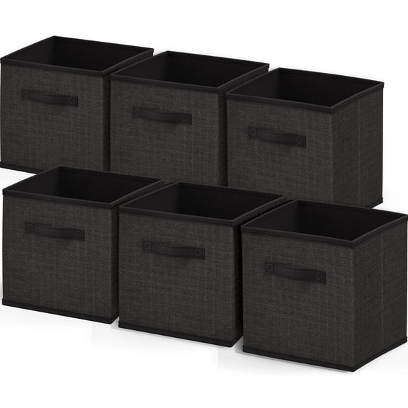 Clara Clark Polyester Storage Chests & Boxes, 10.00 x 10.00 x 11.00 Inches, Black, 6 Pack