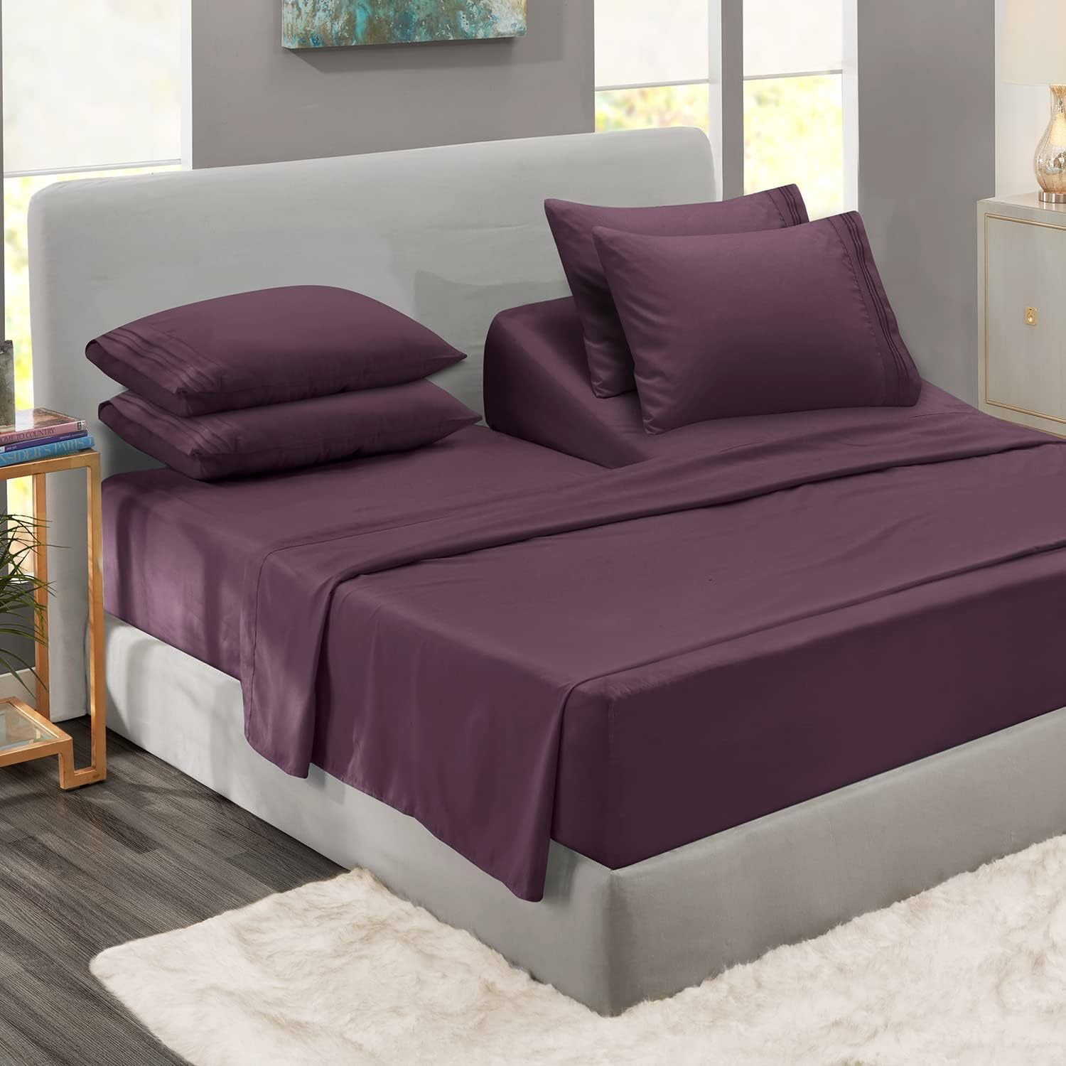 Clara Clark Flex Top King Sheets, 6 Piece Set - Hotel Luxury Sheets for ...