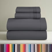 Clara Clark Full Size Sheets Set, Hotel Luxury 4 Piece Deep Pocket Sheets, Ultra Soft Microfiber Bed Sheets Set, Dark Gray