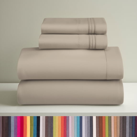 Clara Clark Full Size Sheets Set, Hotel Luxury 4 Piece Deep Pocket Sheets, Ultra Soft Microfiber Bed Sheets Set, Cream