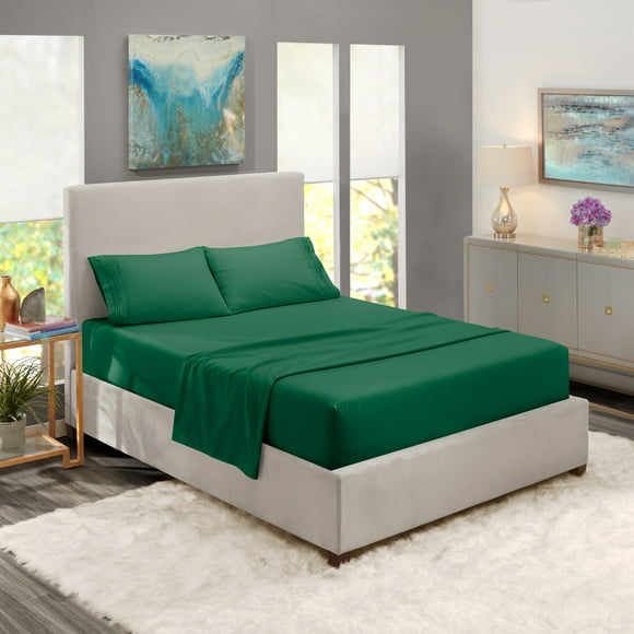 Clara Clark Full Size Deep Pocket 4 Piece Bed Sheets Set, 1800 Series Hotel Luxury Soft Microfiber, Hunter Green
