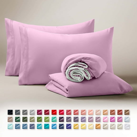 Clara Clark Full Size Sheets Set, Hotel Luxury 4 Piece Deep Pocket Sheets, Ultra Soft Microfiber Bed Sheets Set, Lilac