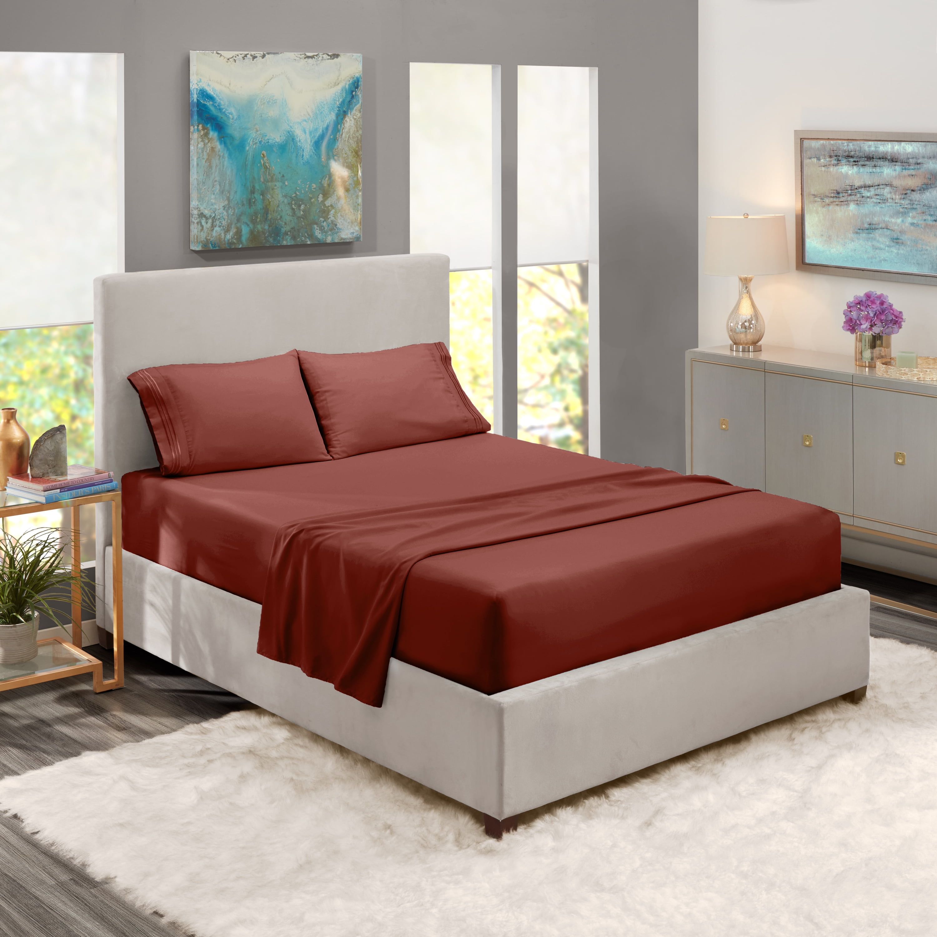 Clara Clark Full Size Deep Pocket 4 Piece Bed Sheets Set, 1800 Series