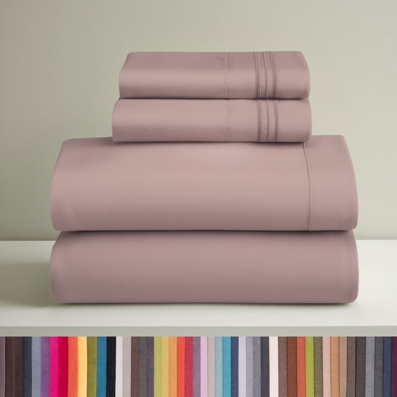 Clara Clark Full Size Sheets Set, Hotel Luxury 4 Piece Deep Pocket Sheets, Ultra Soft Microfiber Bed Sheets Set, Peach Beige