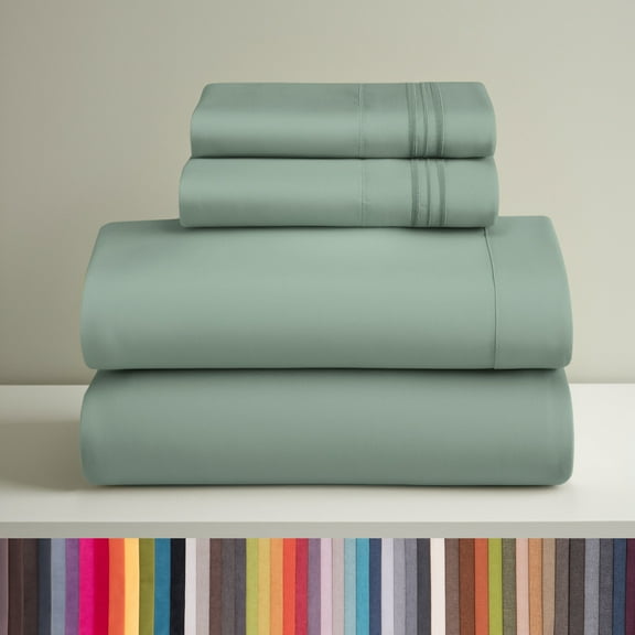 Clara Clark Full Size Sheets Set, Hotel Luxury 4 Piece Deep Pocket Sheets, Ultra Soft Microfiber Bed Sheets Set, Sage Green