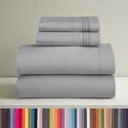 Clara Clark Full Size Sheets Set, Hotel Luxury 4 Piece Deep Pocket Sheets, Ultra Soft Microfiber Bed Sheets Set, Silver Gray