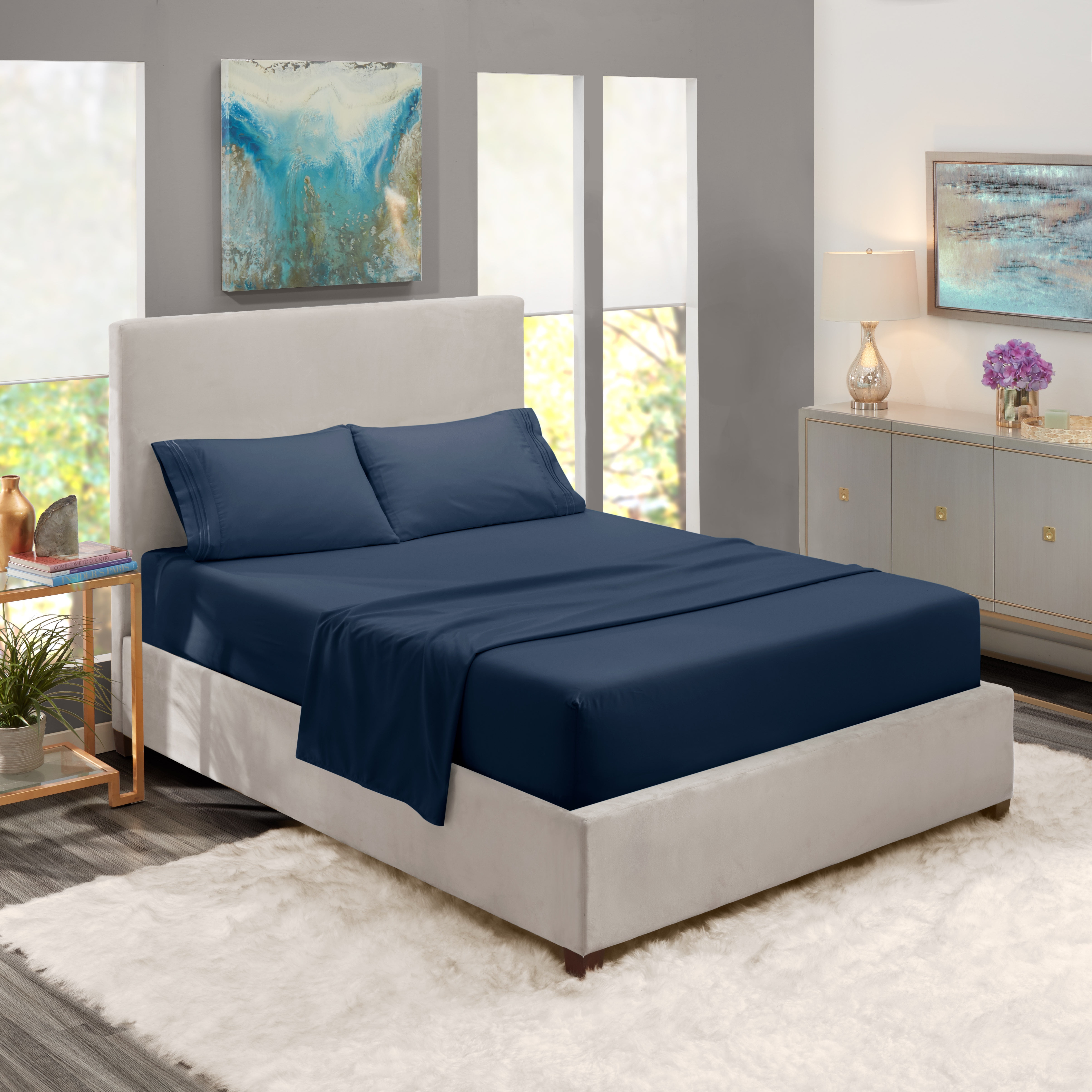 Clara Clark Full XL Size Deep Pocket 4 Piece Bed Sheets Set 1800