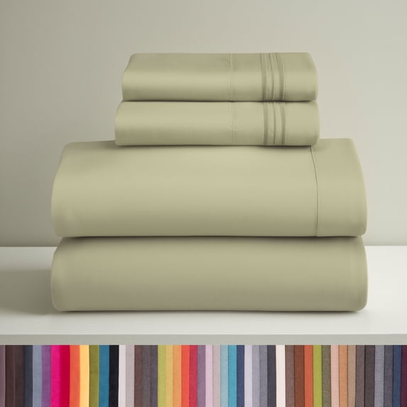 Clara Clark Full XL Sheet Set, Hotel Luxury 4 Piece Deep Pocket Sheets, Ultra Soft Microfiber Bed Sheets Set, Sage Green