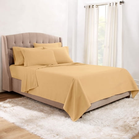 Clara Clark Hotel Luxury 6 Piece Sheet Set - Super Soft Bedding Sheets & Pillowcases California King - Camel Gold