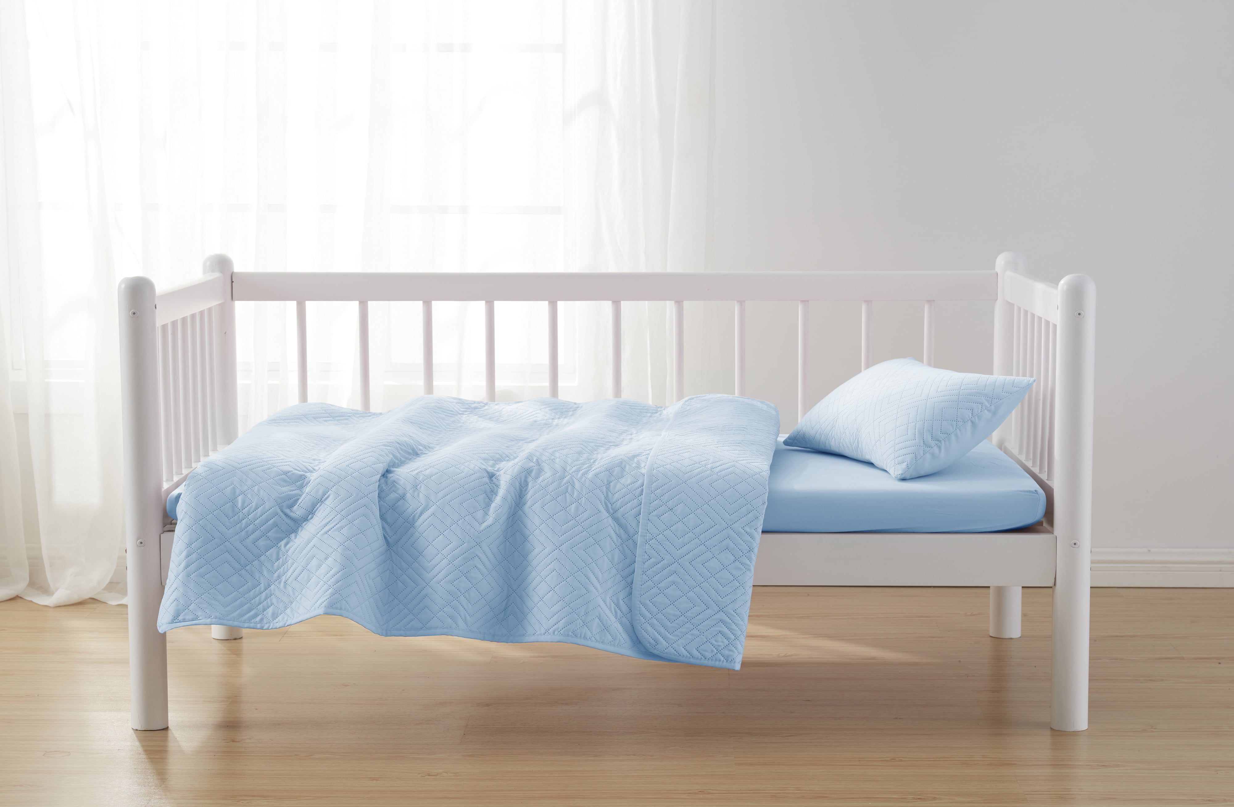 Clara Clark Kids Quilt Set (3pc) Diamond Weave, Blue