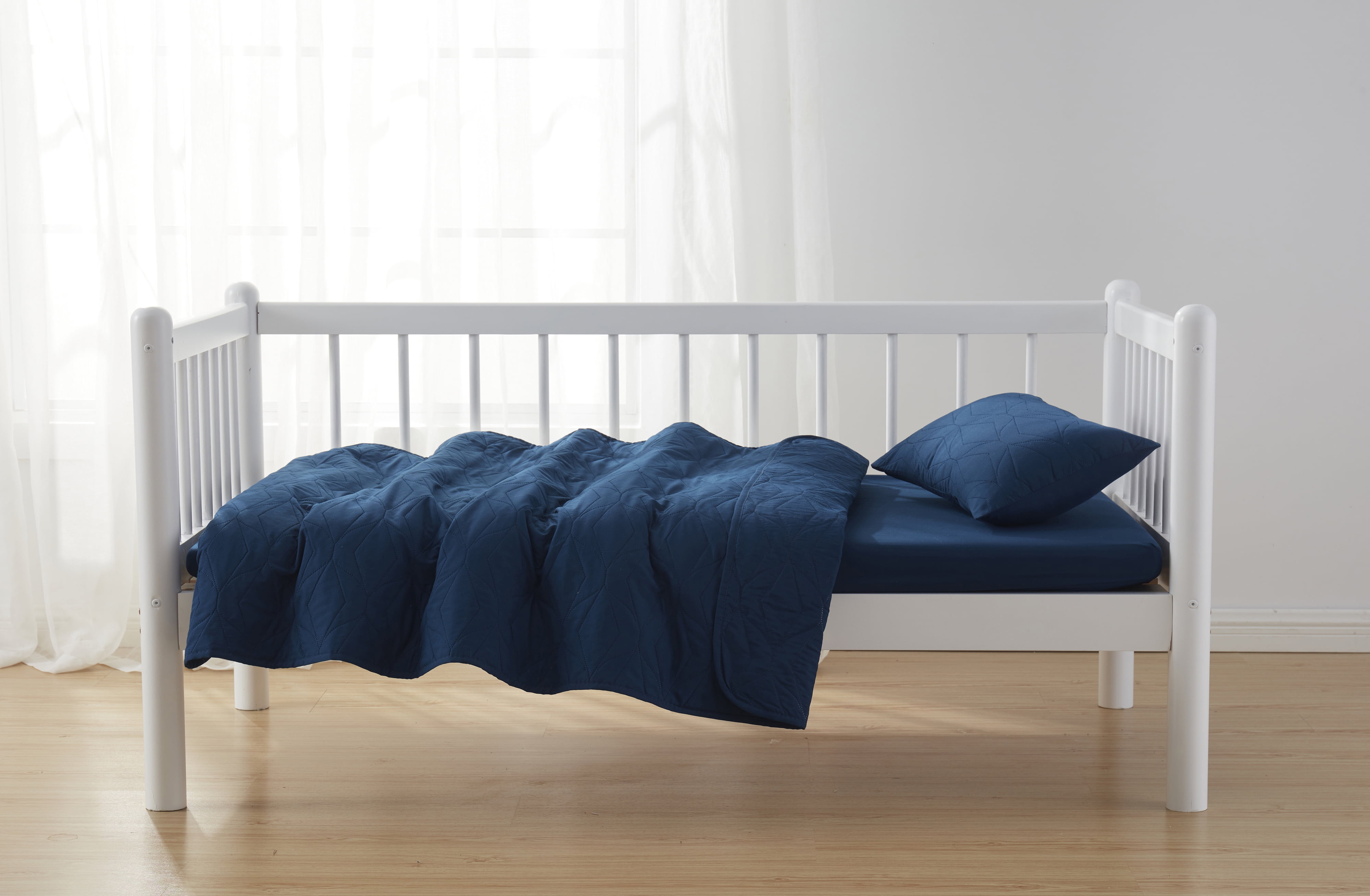 Clara Clark Kids Quilt Set (3pc) Ellipse Weave, Navy