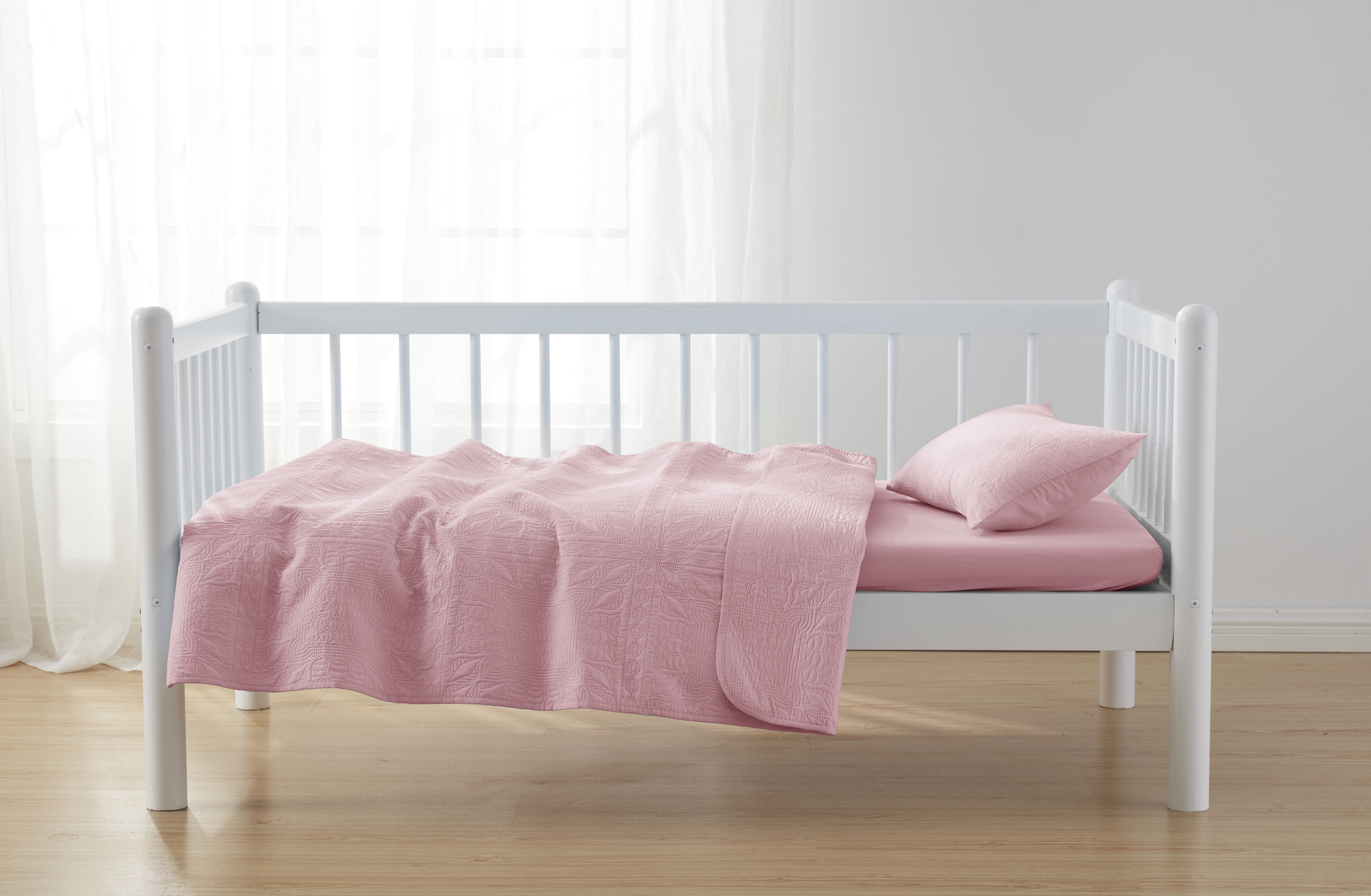 Clara Clark Kids Quilt Set (3pc) Grid Weave, Pink