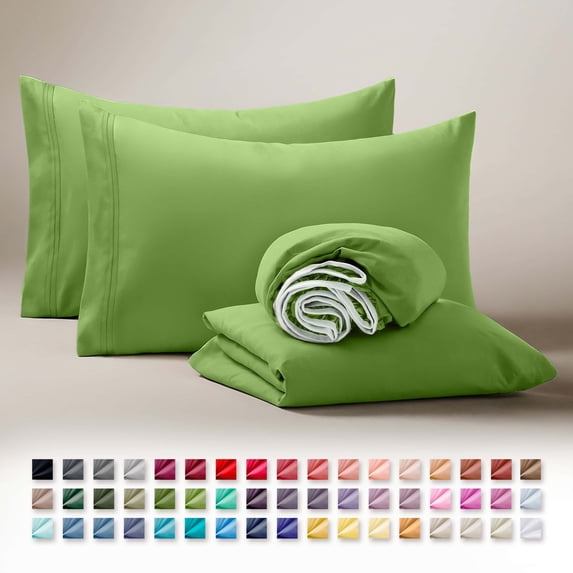 Clara Clark King Sheets Set, Hotel Luxury 4 PIece Deep Pocket Sheets, Ultra Soft Microfiber Bed Sheets Set, Garden Green