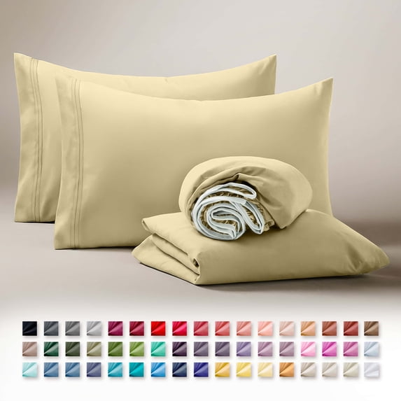 Clara Clark King Sheets Set, Hotel Luxury 4 PIece Deep Pocket Sheets, Ultra Soft Microfiber Bed Sheets Set, Vanilla Yellow