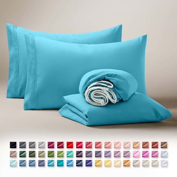 Clara Clark King Sheets Set, Hotel Luxury 4 PIece Deep Pocket Sheets, Ultra Soft Microfiber Bed Sheets Set, Beach Blue