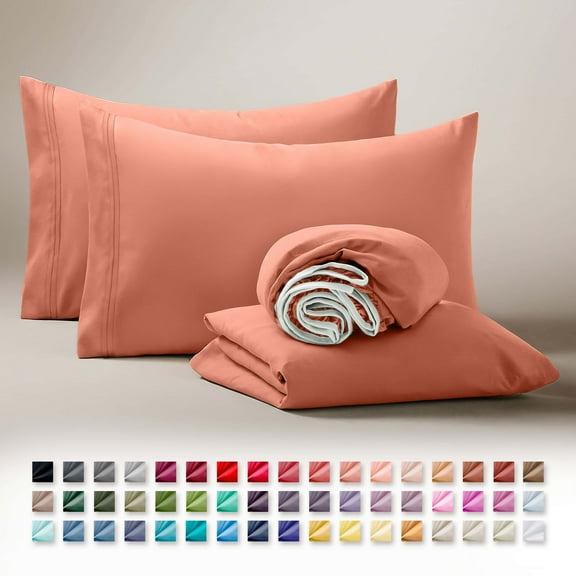 Clara Clark King Sheets Set, Hotel Luxury 4 PIece Deep Pocket Sheets, Ultra Soft Microfiber Bed Sheets Set, Orange