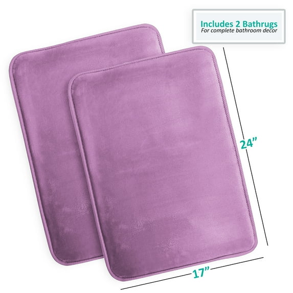 Clara Clark Lavender Dream Memory Foam Bath Rug Set, 17" x 24" + 17" x 24", Non-Slip (2 Count)