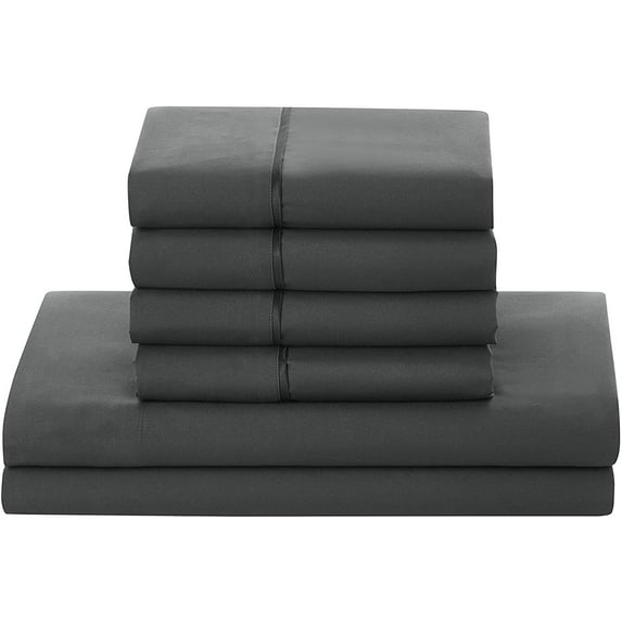 Clara Clark Microfiber Sheet Set Anti Bacterial Saniwoven Sheets with Silvadur Technology, Includes Fitted Sheet, Flat Sheet & 2 Pillowcases Queen, Gray