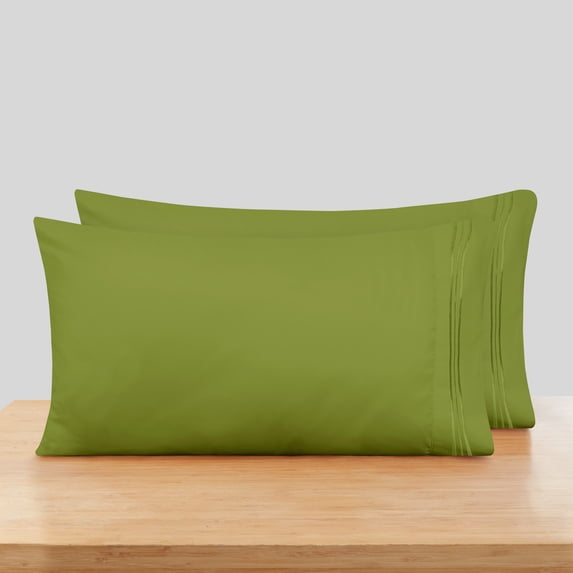 Clara Clark Pillow Cases Premier 1800 Collection Pillow Case Set Of 2 Pieces, Standard Size, Calla Green, 2 Piece