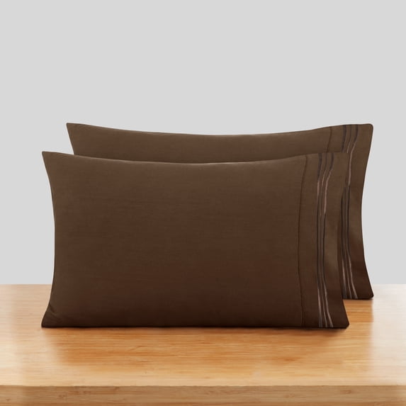 Clara Clark Pillow Cases Premier 1800 Microfiber Collection 2 Piece Pillowcase Set, Standard Size, Chocolate Brown