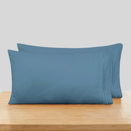 Clara Clark Pillow Cases Premier 1800 Microfiber Collection Pillow Case Set Of 2 Piece, King Size, Blue Heaven
