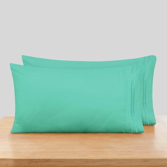 Clara Clark Pillow Cases Premier 1800 Microfiber Collection Pillow Case Set Of 2 Pieces, King Size, Mint Green