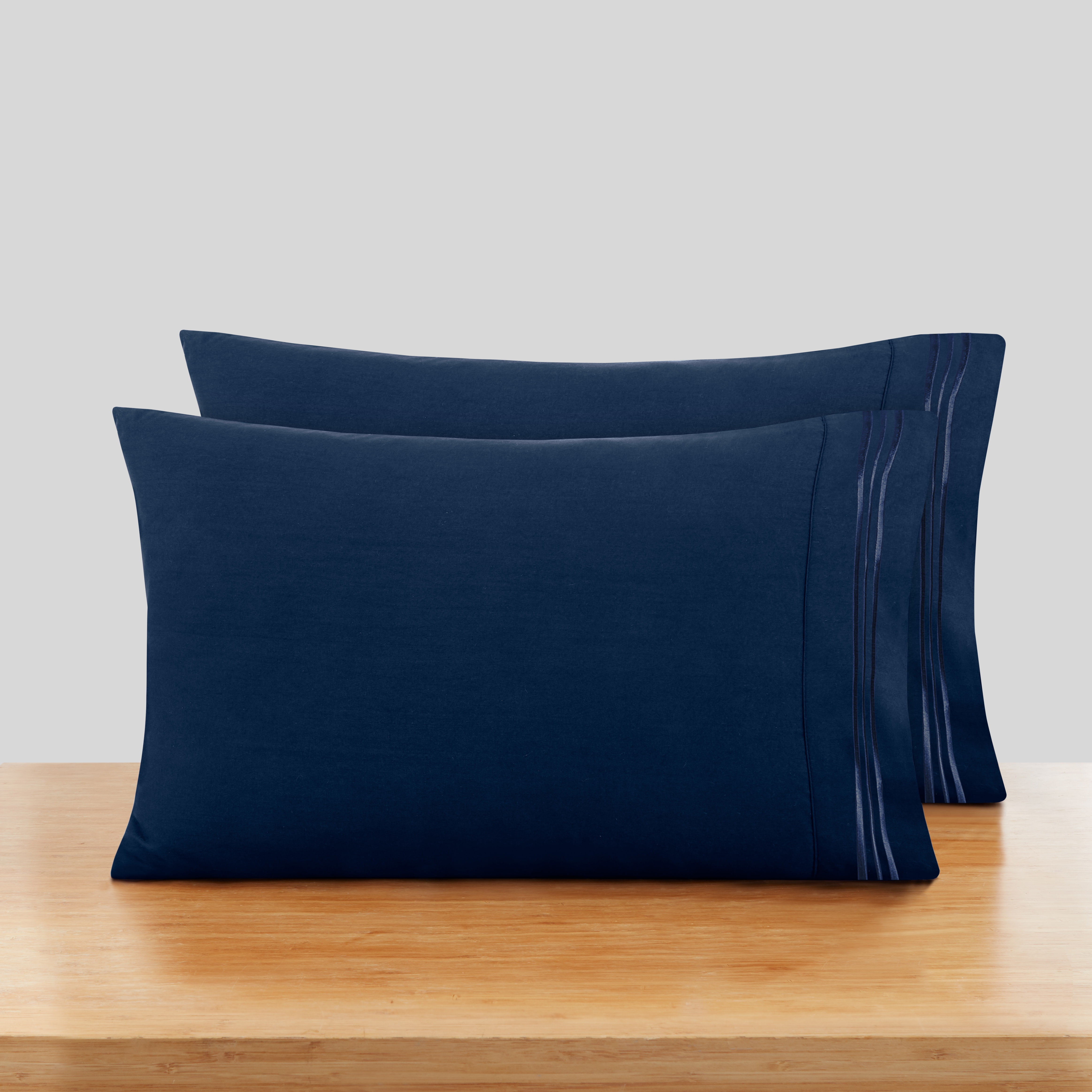 Clara Clark Pillow Cases Premier 1800 Microfiber Collection Pillow Case Set Of 2 Pieces, King Size, Navy Blue