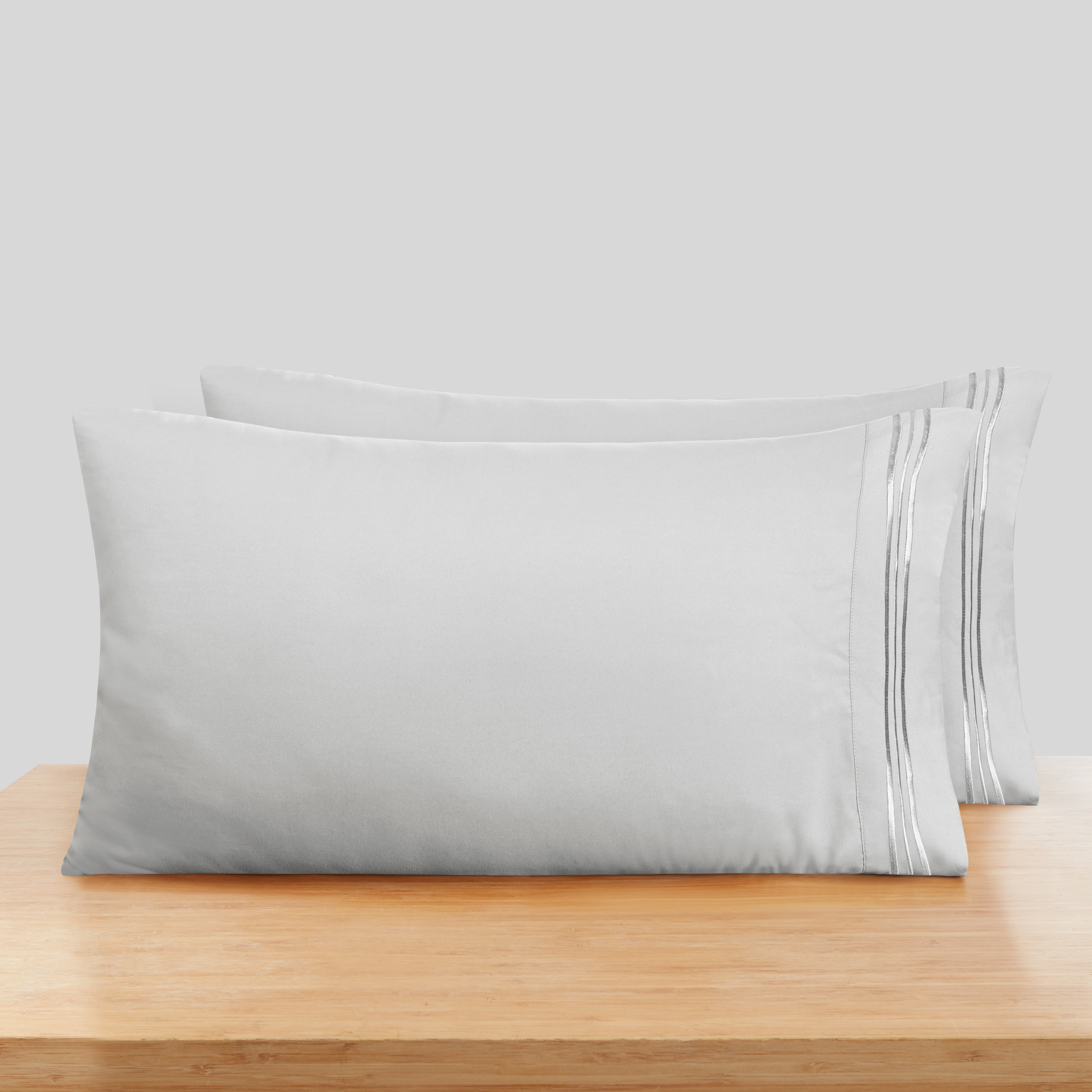 Clara Clark Pillow Cases Premier 1800 Microfiber Collection Pillow Case Set Of 2 Pieces, King Size, Silver