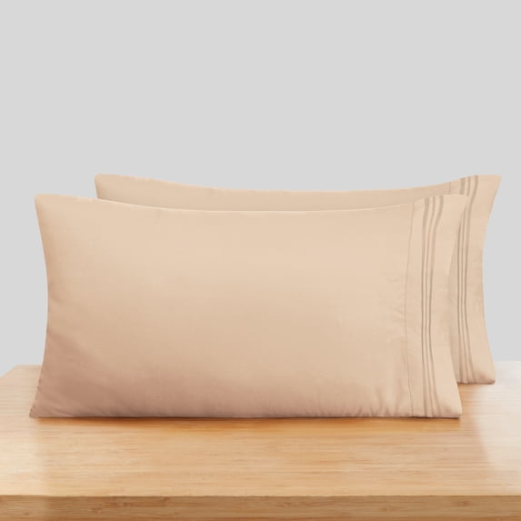 Clara Clark Pillow Cases Premier 1800 Microfiber Collection Pillow Case Set Of 2 Pieces, Standard Size, Taupe