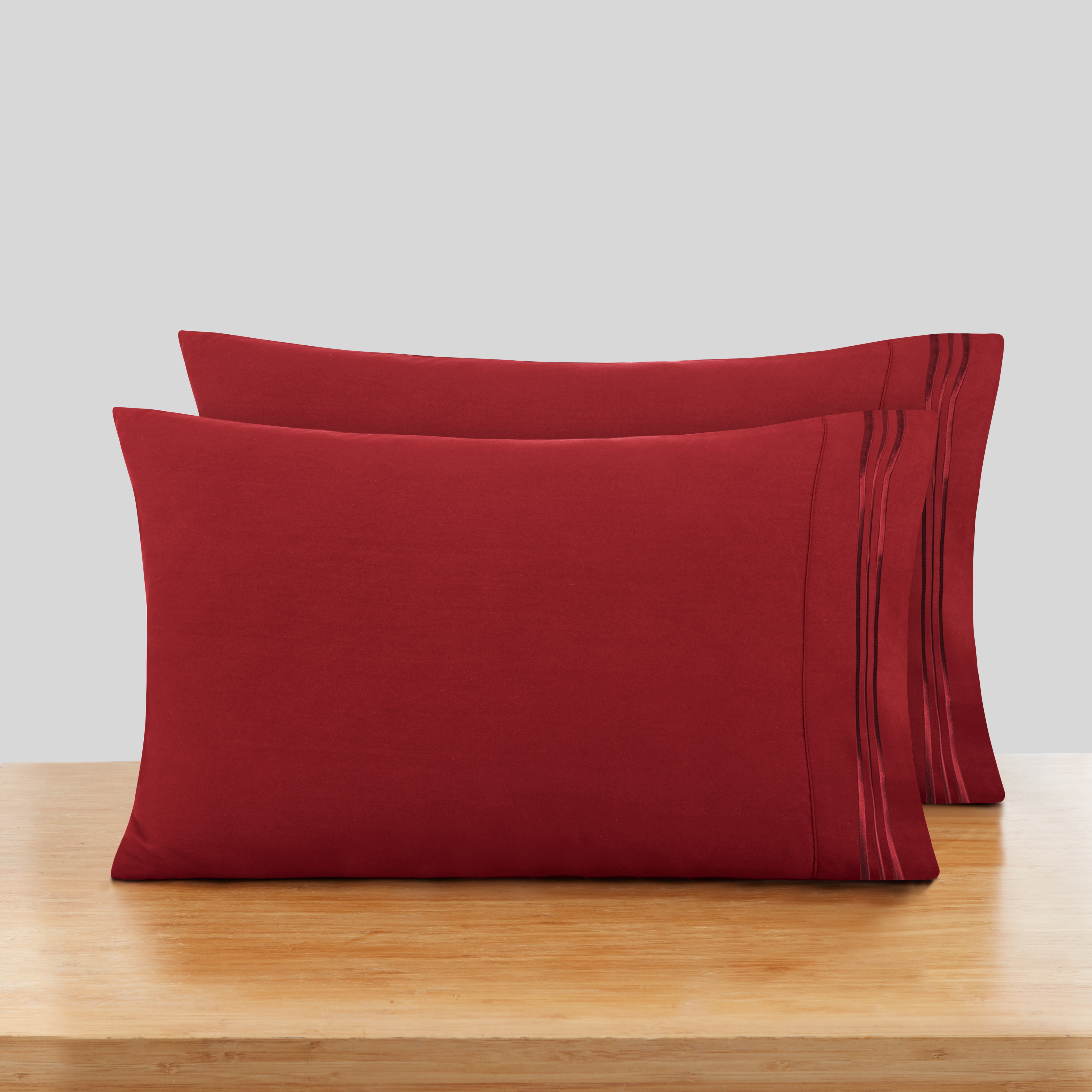 Clara Clark Pillow Cases Premier 1800 Microfiber Pillow Case Set Of 2 Pieces, Standard Size, Burgundy Red