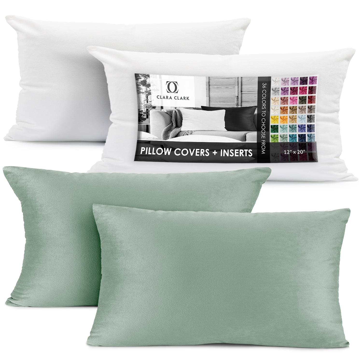 Clara Clark Plush Solid Decorative Microfiber Rectangle Throw Pillow