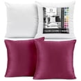 thumbnail image 1 of Clara Clark Plush Solid Decorative Microfiber Square Throw Pillow Cover with Throw Pillow Insert for Couch, Magenta, 22"x22"", 4 Piece Decorative Soft Throw Pillow Set, 1 of 8