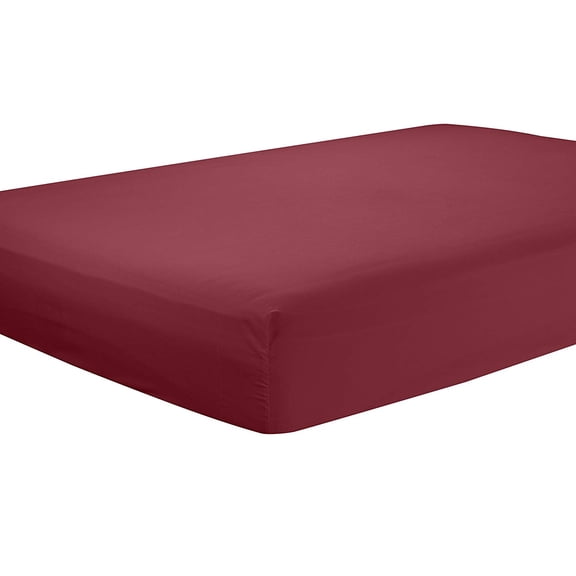 Clara Clark Premier 1800 Collection Single Fitted Sheet, Queen Size, Burgundy Red