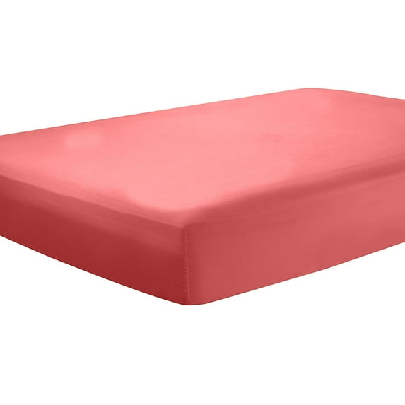 Clara Clark Premier 1800 Collection Single Microfiber Fitted Sheet, King Size, Coral Pink