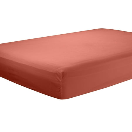 Clara Clark Premier 1800 Collection Single Microfiber Fitted Sheet, Queen Size, Orange