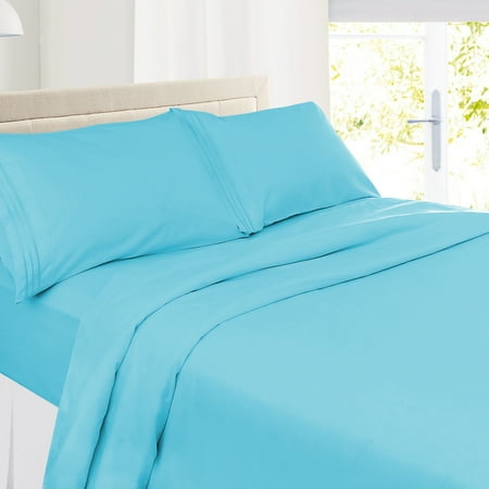 Clara Clark Premier 1800 Microfiber Collection 3-Line Bed Sheet Set, Queen Size, Beach Blue