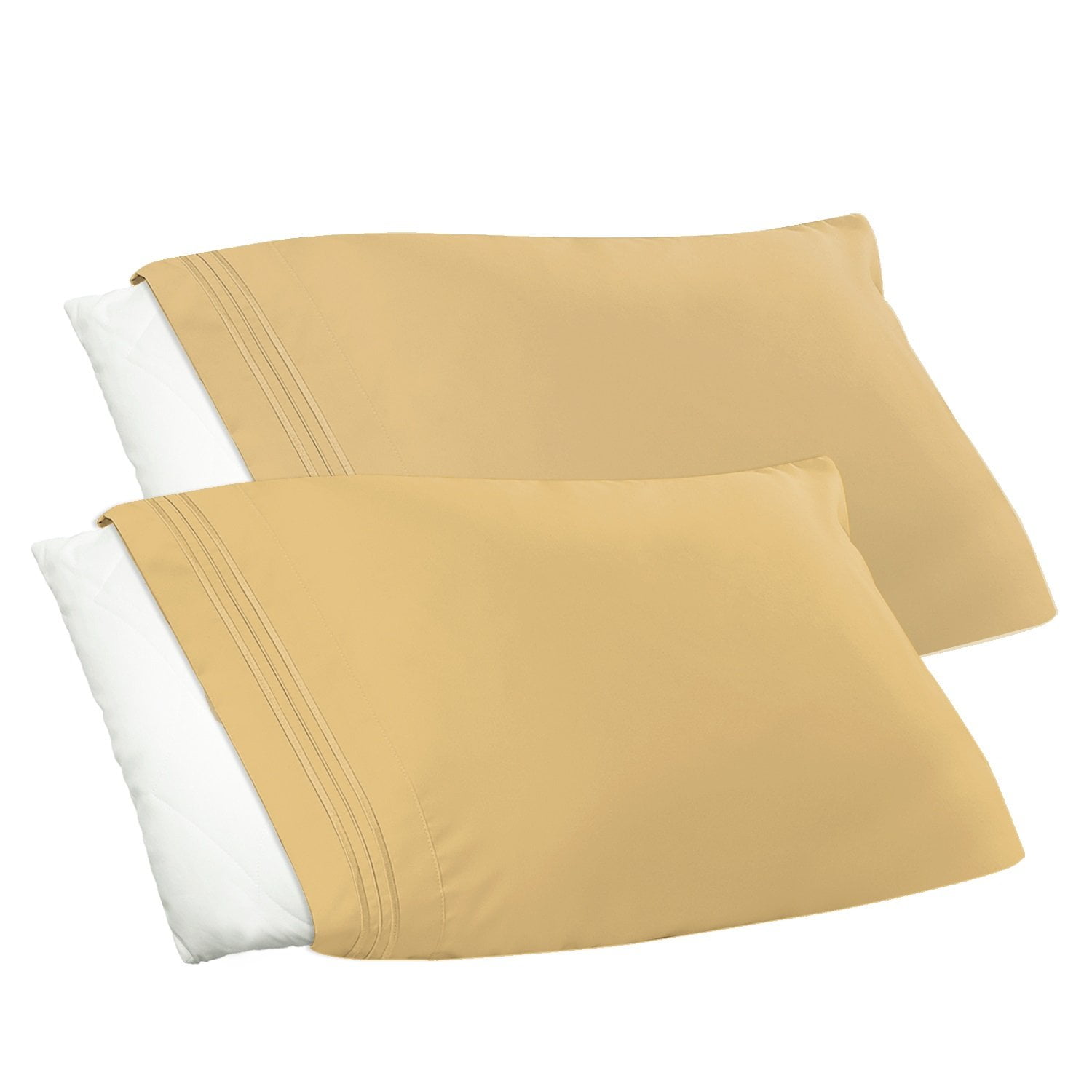 Clara Clark Premier 1800 Microfiber Collection Pillowcase Set - Standard Size, Camel Gold, 2 Piece