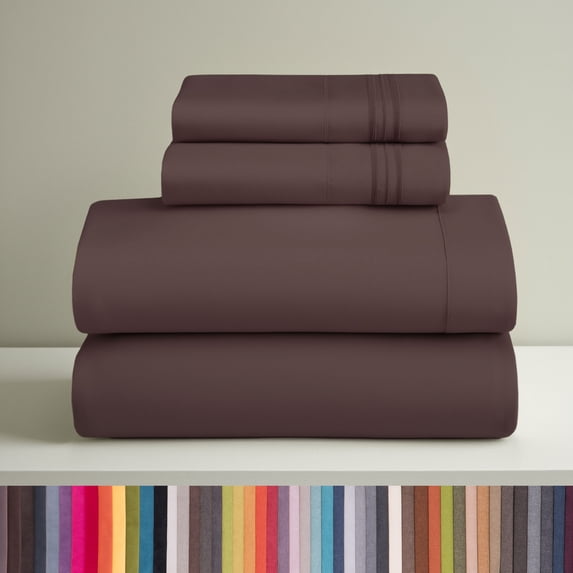Clara Clark Queen Sheets Set, Hotel Luxury 4 Piece Deep Pocket Sheets, Ultra Soft Microfiber Bed Sheets Set, Brown