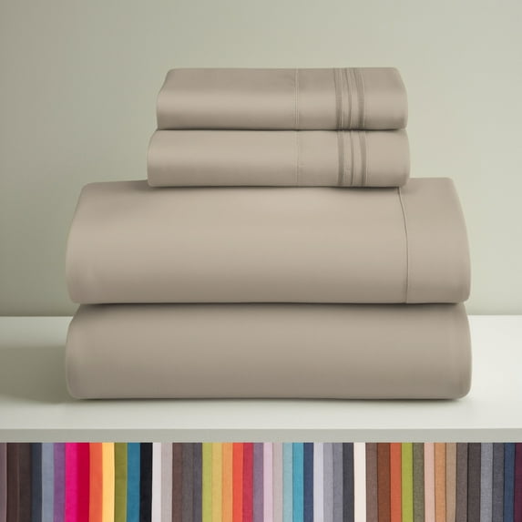 Clara Clark Queen Sheets Set, Hotel Luxury 4 Piece Deep Pocket Sheets, Ultra Soft Microfiber Bed Sheets Set, Cream