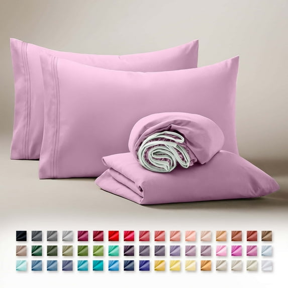 Clara Clark Queen Sheets Set, Hotel Luxury 4 Piece Deep Pocket Sheets, Ultra Soft Microfiber Bed Sheets Set, Lilac