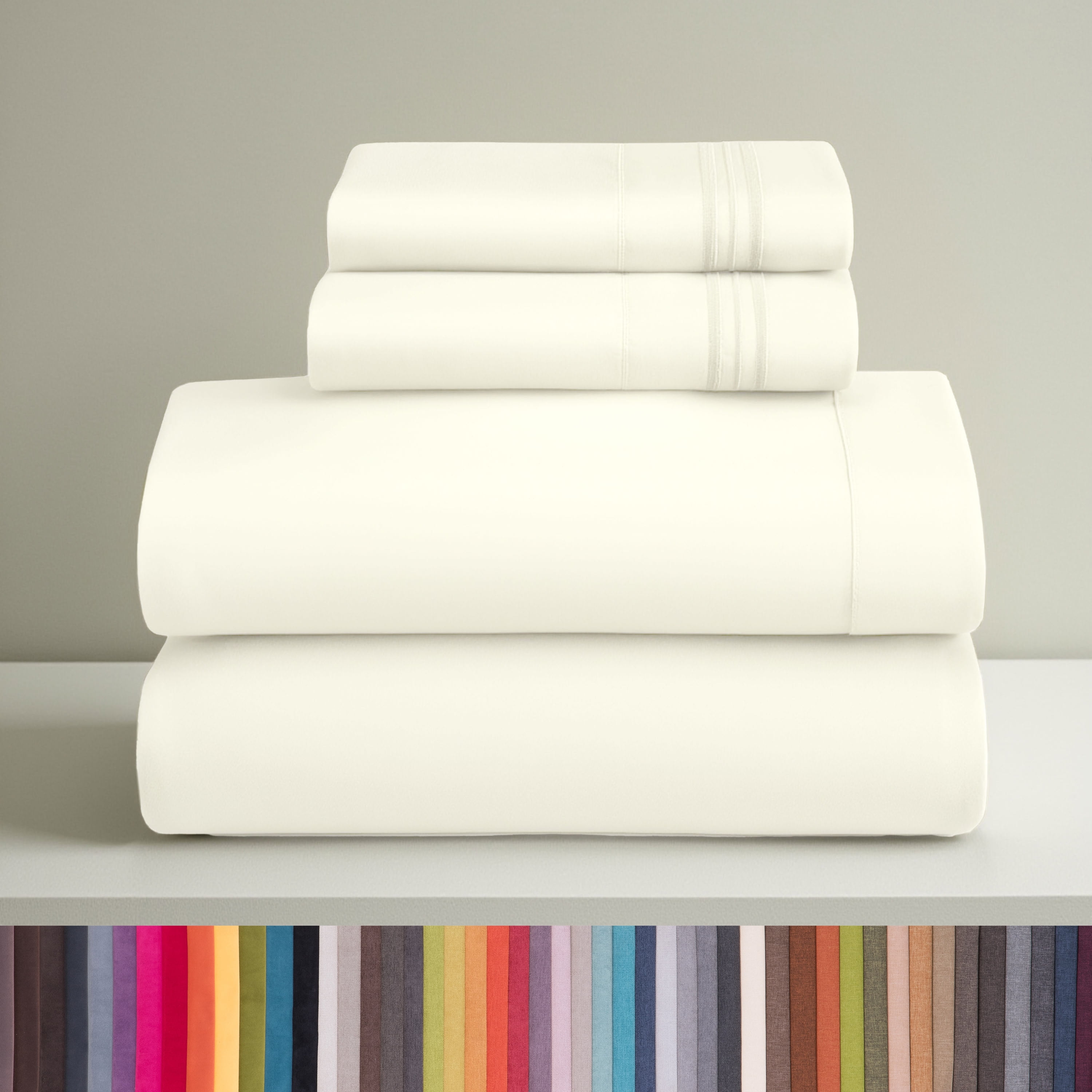 Clara Clark Queen Sheets Set, Hotel Luxury 4 Piece Deep Pocket Sheets, Ultra Soft Microfiber Bed Sheets Set, Off White