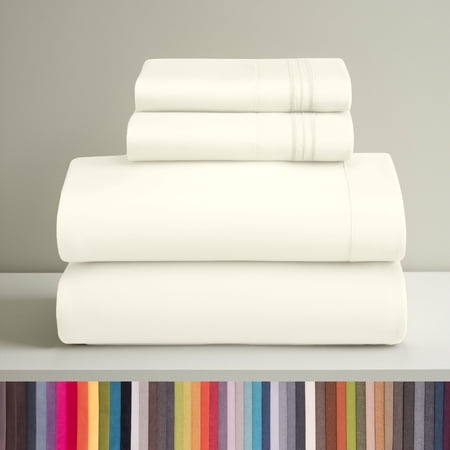 Clara Clark Queen Sheets Set, Hotel Luxury 4 Piece Deep Pocket Sheets, Ultra Soft Microfiber Bed Sheets Set, Off White