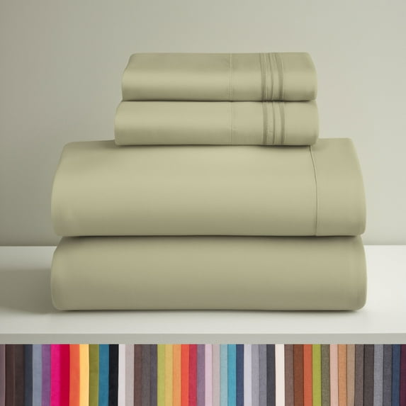 Clara Clark Queen Sheets Set, Hotel Luxury 4 Piece Deep Pocket Sheets, Ultra Soft Microfiber Bed Sheets Set, Sage Green