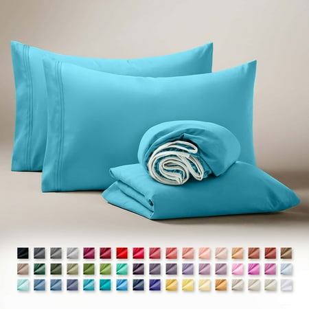 Clara Clark Queen Sheets Set, Hotel Luxury 4 Piece Deep Pocket Sheets, Ultra Soft Microfiber Bed Sheets Set, Beach Blue
