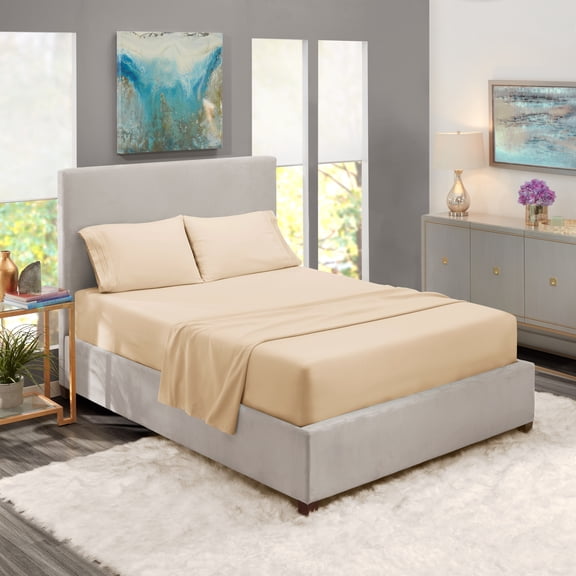 Clara Clark, Queen Size, Luxury Bedding Sheets Set, 4-Piece Bed Set, Deep Pockets Fitted Sheet, Cream