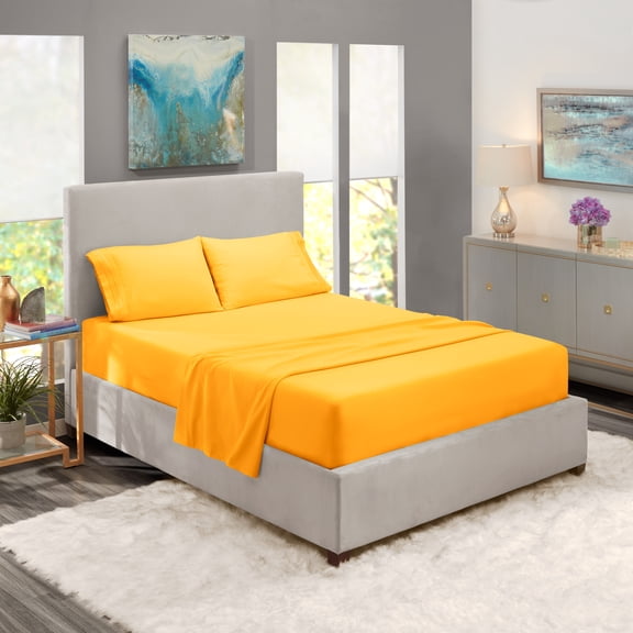 Clara Clark, Queen Size, Luxury Bedding Sheets Set, 4-Piece Bed Set, Deep Pockets Fitted Sheet, Yellow
