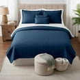thumbnail image 1 of Clara Clark Quilt Sets, 5 Piece Lightweight Reversible Quilt Bedspread, Ellipse Weave Coverlet Bedding Set, King Navy, 1 of 9