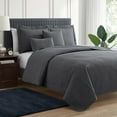 thumbnail image 1 of Clara Clark Quilt Sets, 5 Piece Lightweight Reversible Quilt Bedspread, Grid Weave Coverlet Bedding Set, Queen Gray, 1 of 5